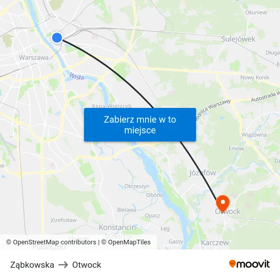 Ząbkowska to Otwock map