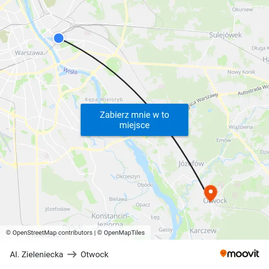 Al. Zieleniecka to Otwock map