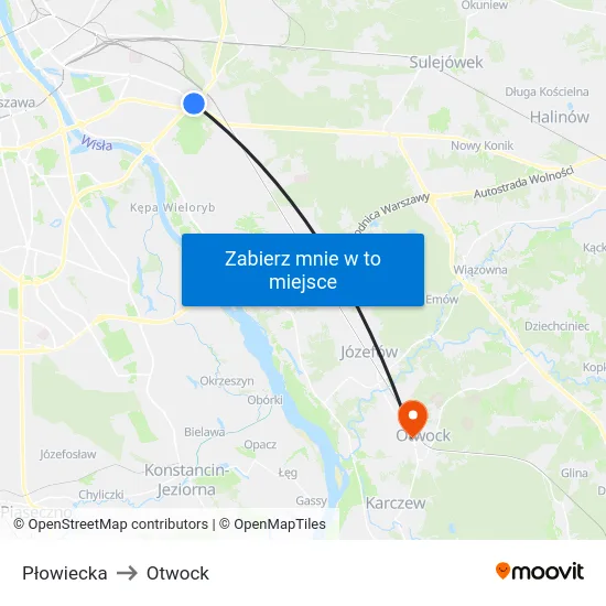 Płowiecka to Otwock map