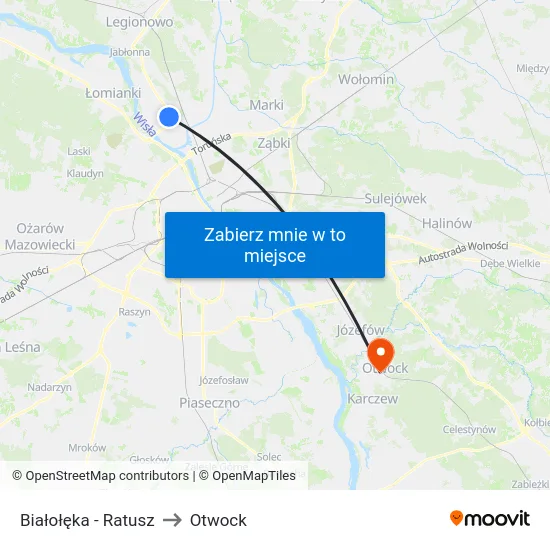 Białołęka - Ratusz to Otwock map