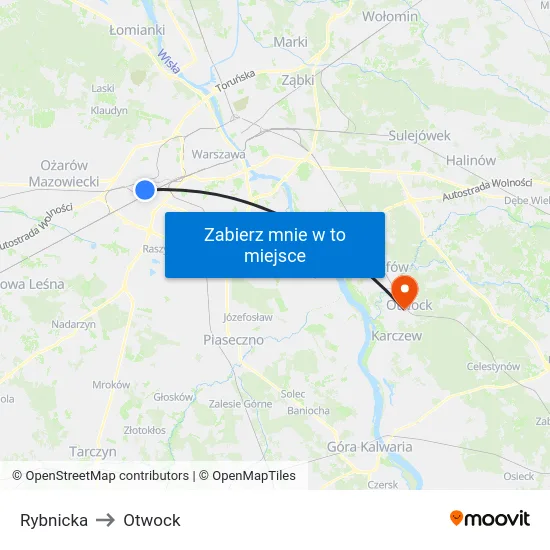 Rybnicka to Otwock map