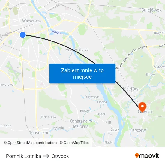 Pomnik Lotnika to Otwock map