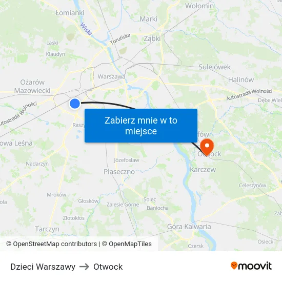 Dzieci Warszawy to Otwock map