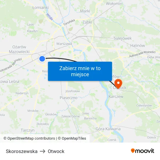 Skoroszewska to Otwock map