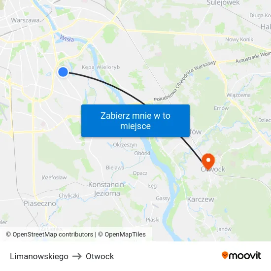 Limanowskiego to Otwock map