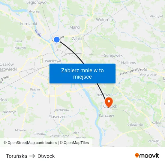 Toruńska to Otwock map