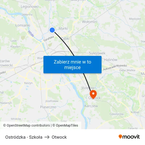 Ostródzka - Szkoła to Otwock map