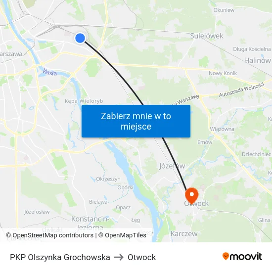 PKP Olszynka Grochowska to Otwock map