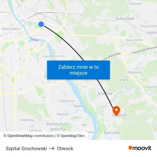 Szpital Grochowski to Otwock map