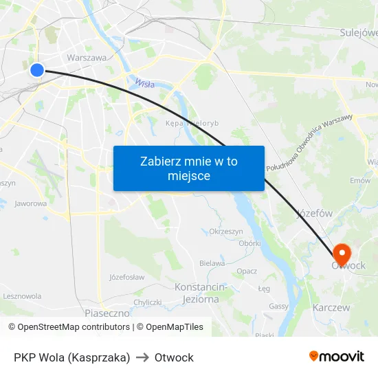 PKP Wola (Kasprzaka) to Otwock map