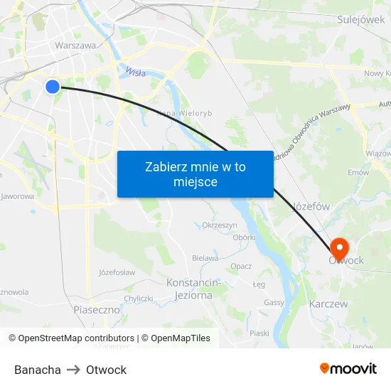 Banacha to Otwock map