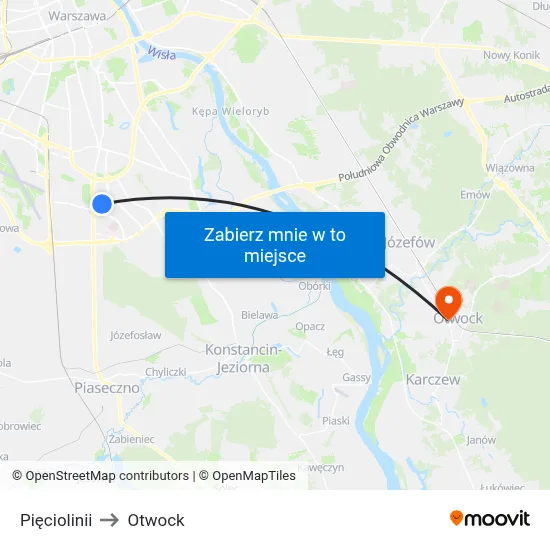 Pięciolinii to Otwock map