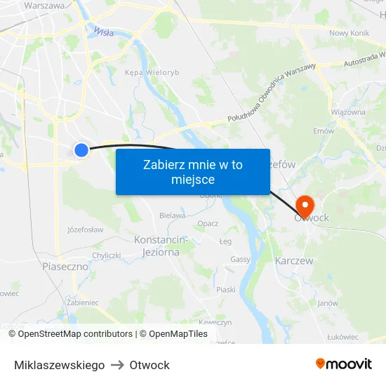 Miklaszewskiego to Otwock map