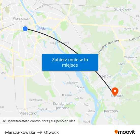 Marszałkowska to Otwock map