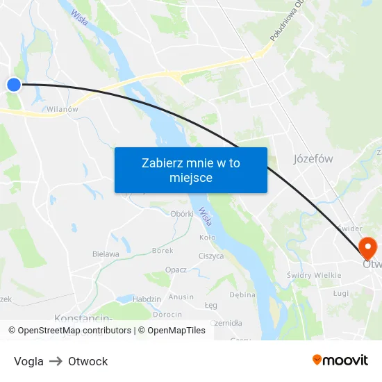 Vogla to Otwock map