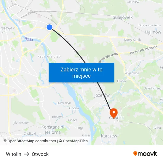 Witolin to Otwock map