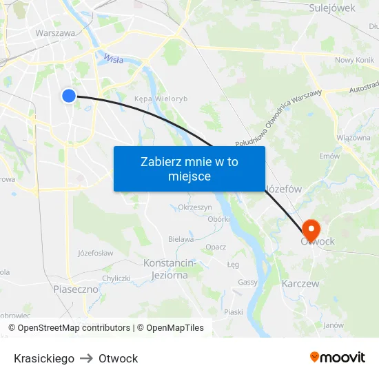 Krasickiego to Otwock map