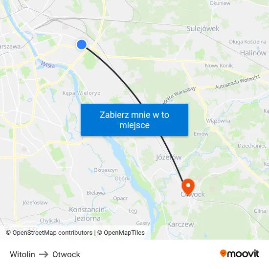 Witolin to Otwock map