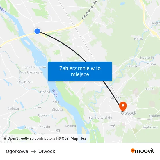Ogórkowa to Otwock map