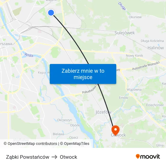Ząbki Powstańców to Otwock map