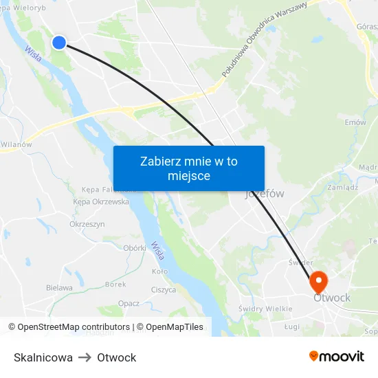 Skalnicowa to Otwock map