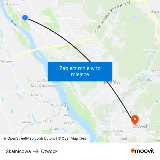 Skalnicowa to Otwock map