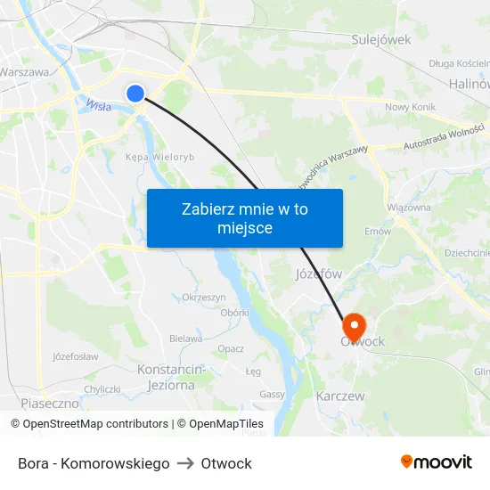 Bora - Komorowskiego to Otwock map