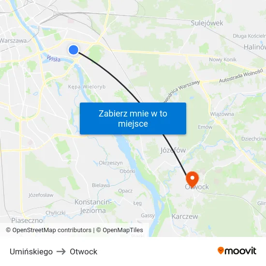Umińskiego to Otwock map