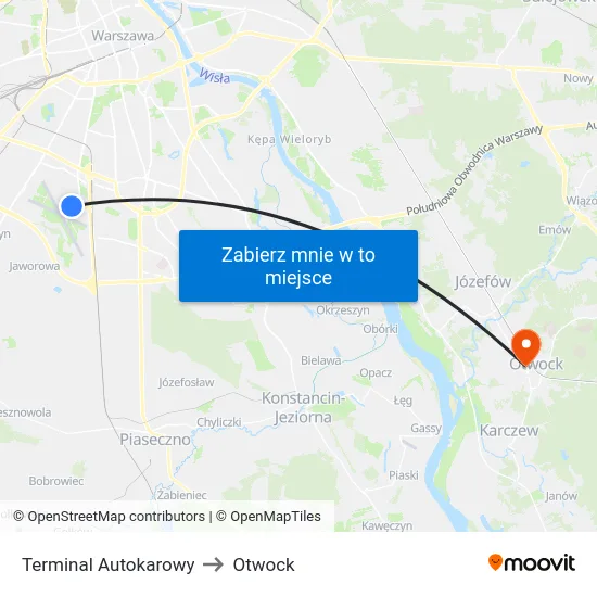 Terminal Autokarowy to Otwock map