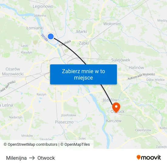 Milenijna to Otwock map