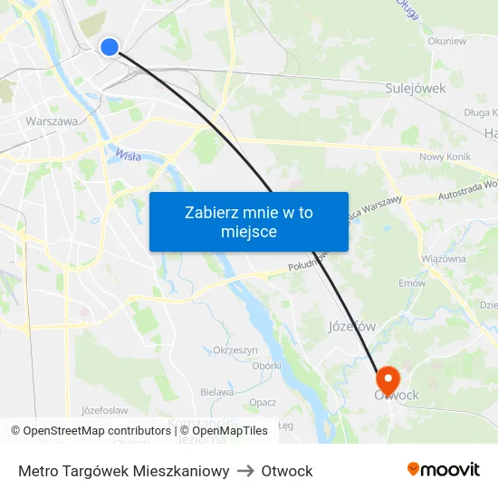 Metro Targówek Mieszkaniowy to Otwock map