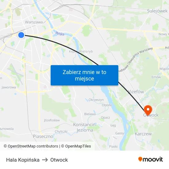 Hala Kopińska to Otwock map