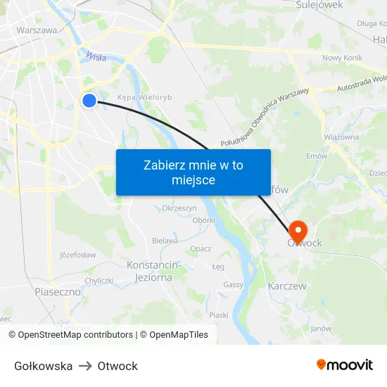 Gołkowska to Otwock map