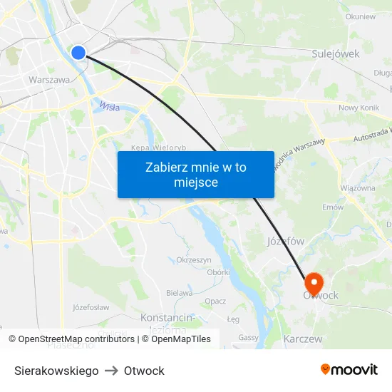 Sierakowskiego to Otwock map