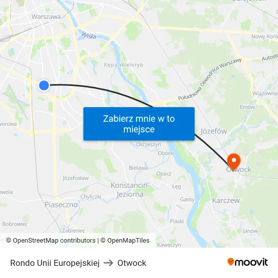 Rondo Unii Europejskiej to Otwock map