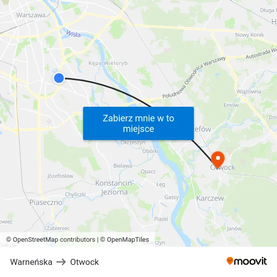 Warneńska to Otwock map