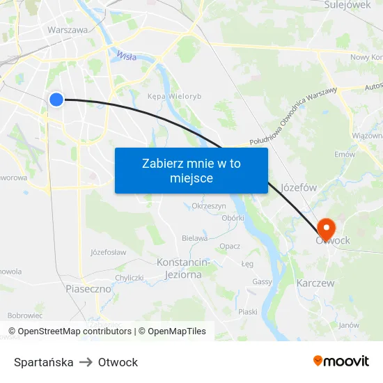 Spartańska to Otwock map