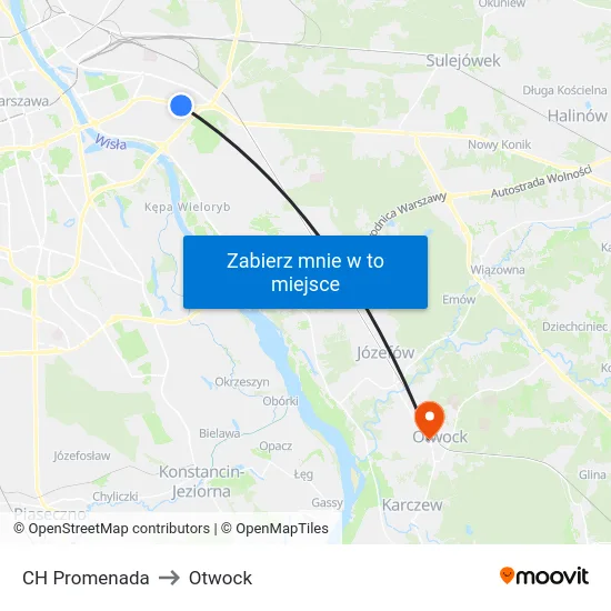 CH Promenada to Otwock map