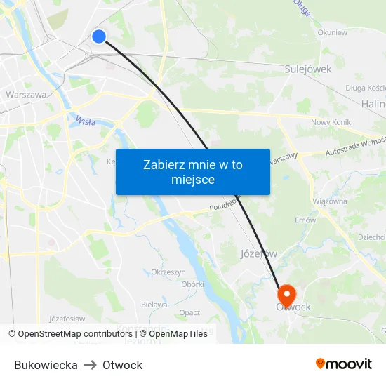 Bukowiecka to Otwock map