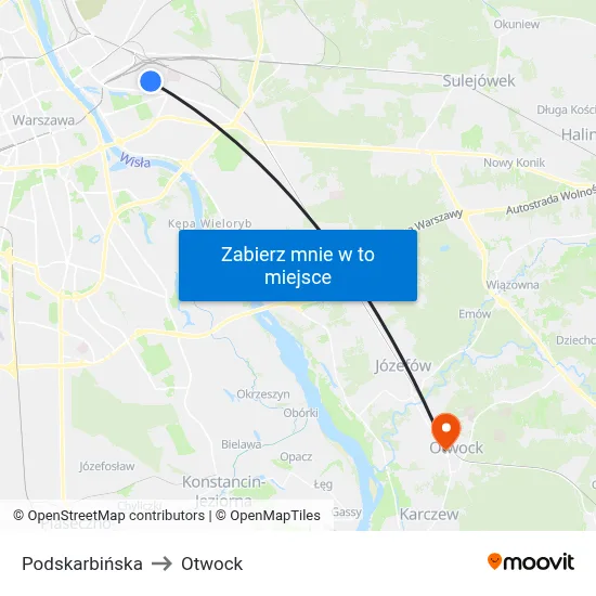 Podskarbińska to Otwock map