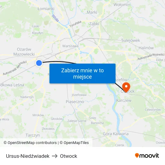 Ursus-Niedźwiadek to Otwock map
