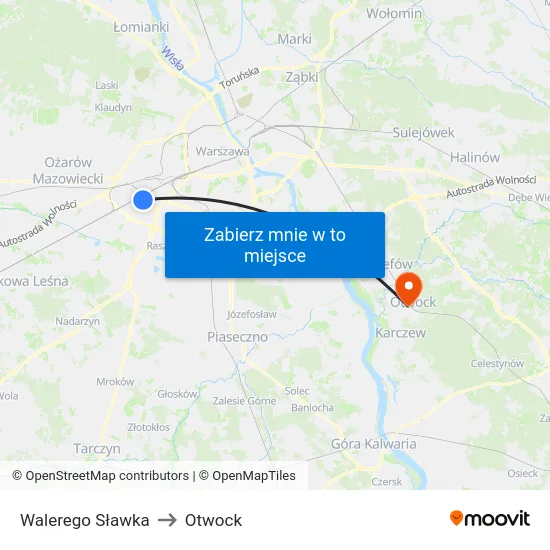 Walerego Sławka to Otwock map