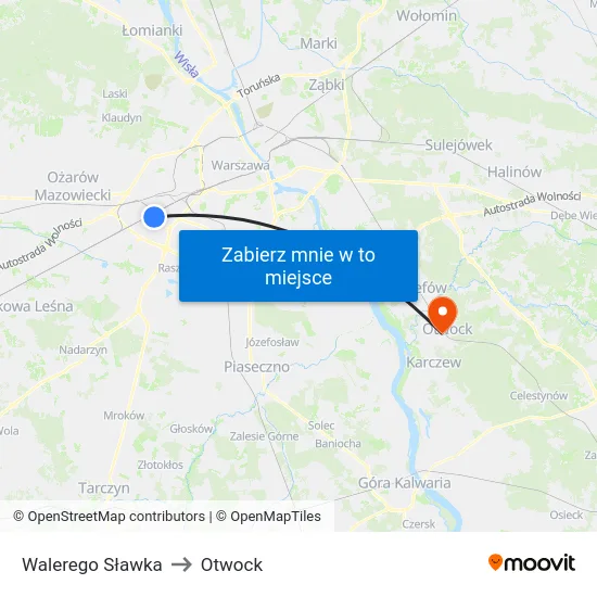 Walerego Sławka to Otwock map