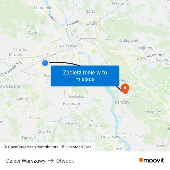 Dzieci Warszawy to Otwock map