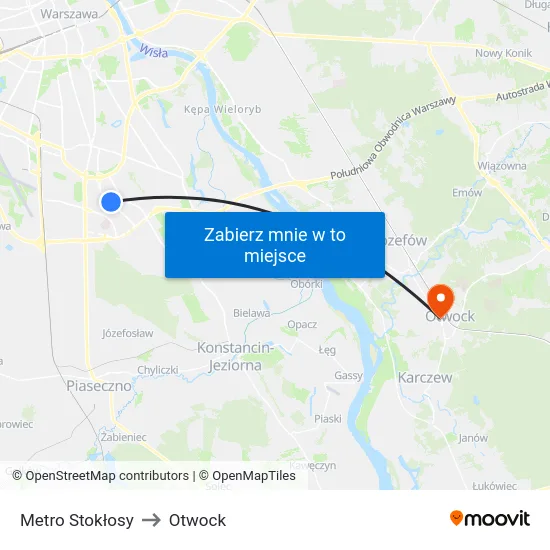 Metro Stokłosy to Otwock map