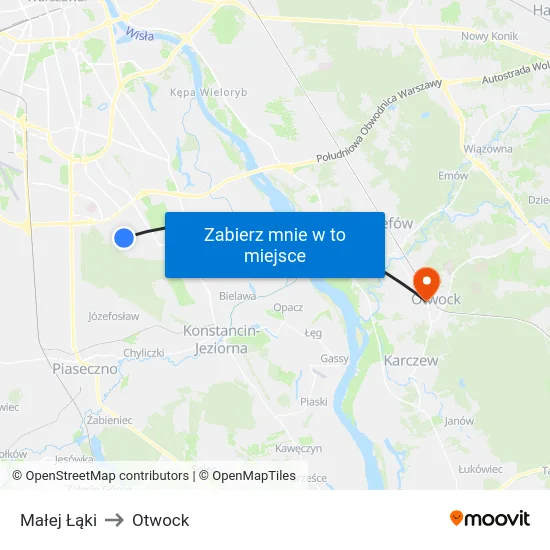 Małej Łąki to Otwock map