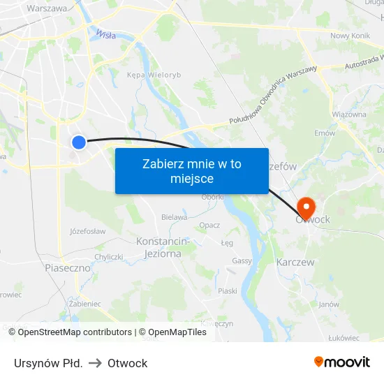 Ursynów Płd. to Otwock map