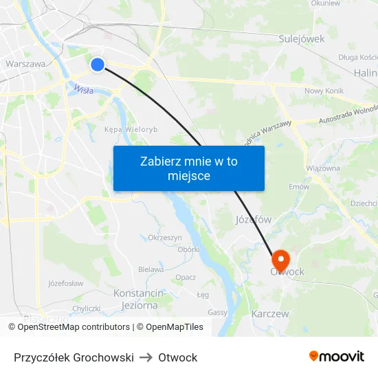 Przyczółek Grochowski to Otwock map
