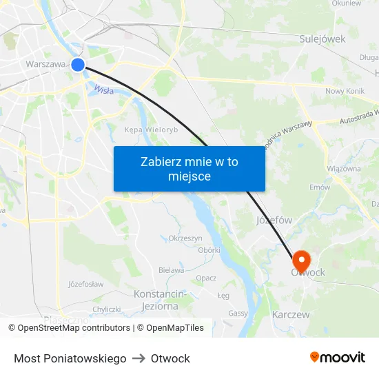 Most Poniatowskiego to Otwock map
