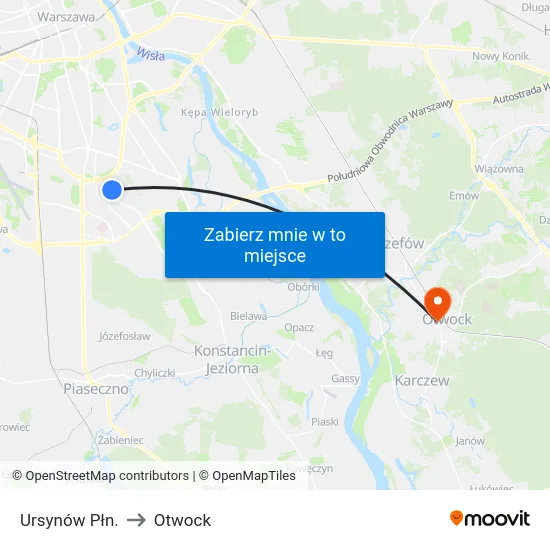 Ursynów Płn. to Otwock map